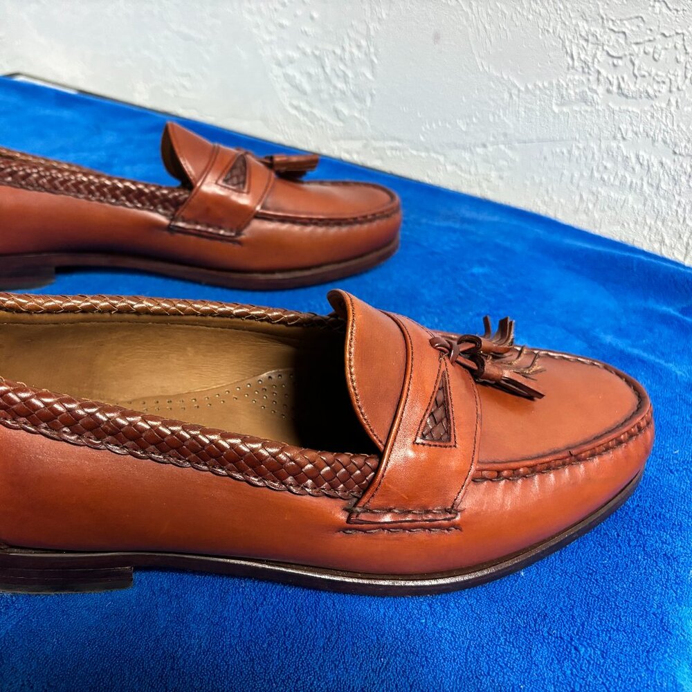 Allen Edmonds Brown Leather Woven Tassel 47716 Maxfield Loafers